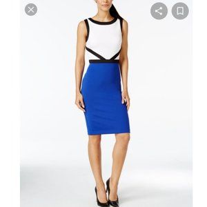 Blue & White color block, sheath dress